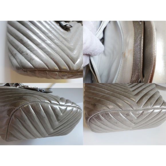 Chanel V Stitch Silver Chevron Leather Rucksack main image 11